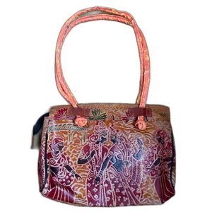 Embossed Indian‎ Leather Purse Dancing Lovers Shantiniketan Boho Hippie *READ*